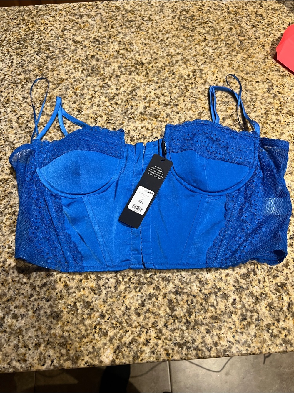 Fashion Nova Royal Blue Lace Longline Bustier Bra